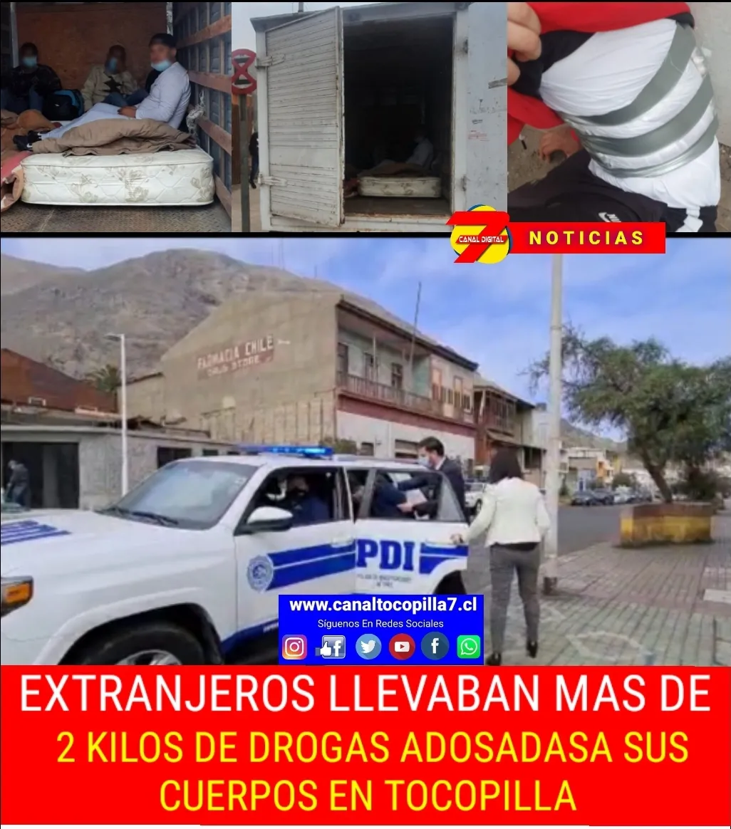 Extranjeros llevaban más de dos kilos de droga adosados a sus cuerpos en Tocopilla.