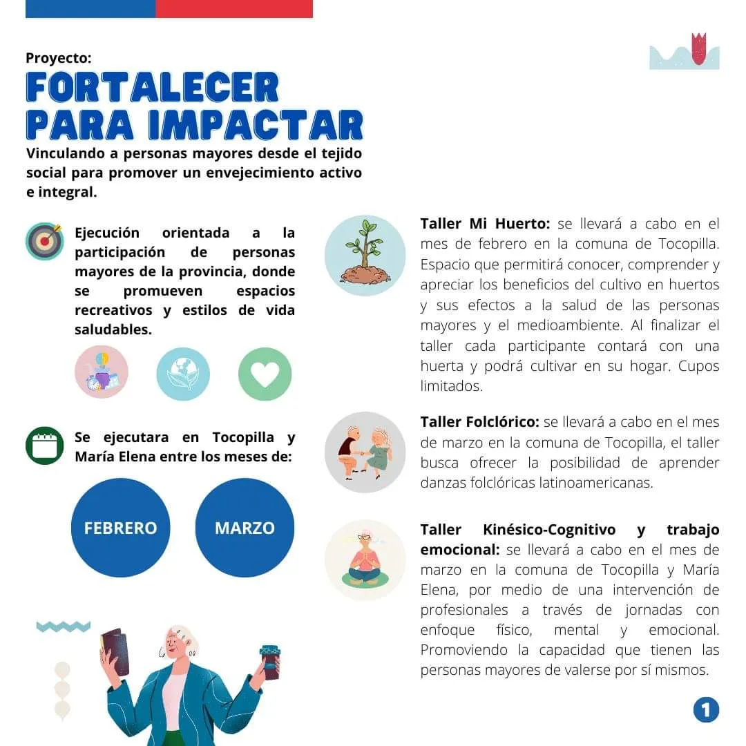 El próximo lunes 16 de enero se abren las postulaciones para el proyecto dirigido a personas mayo...