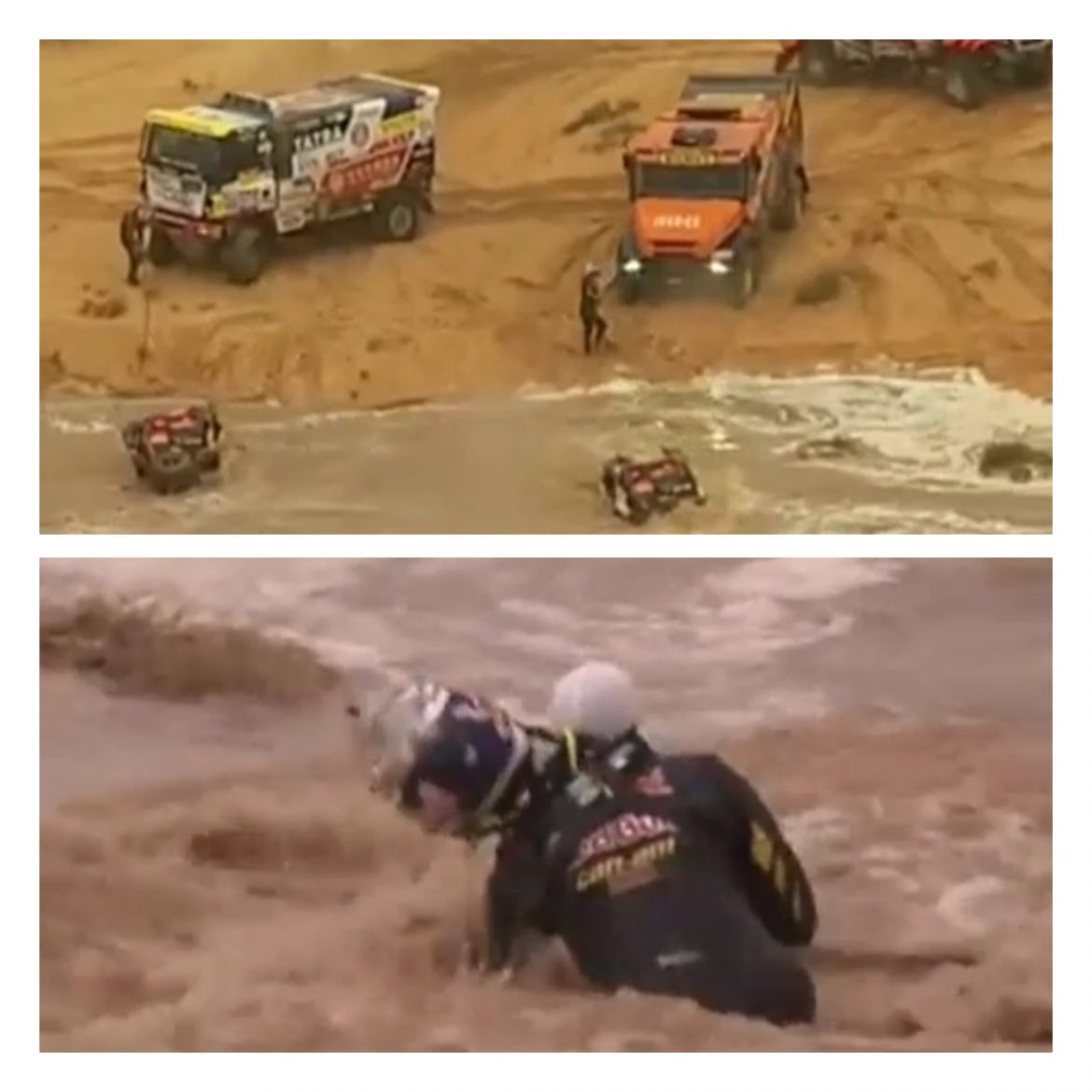 El impactante accidente que tuvo Chaleco López en el Rally Dakar: 2 horas atascado en el agua.